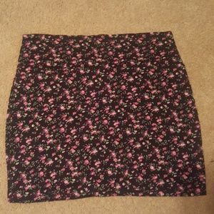 Black Floral Skirt